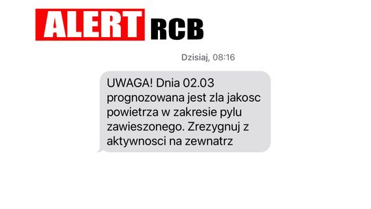 Co oznacza poranny Alert RCB- "Zła jakość powietrza"