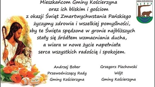 Gmina Kościerzyna. Życzenia Wielkanocne.