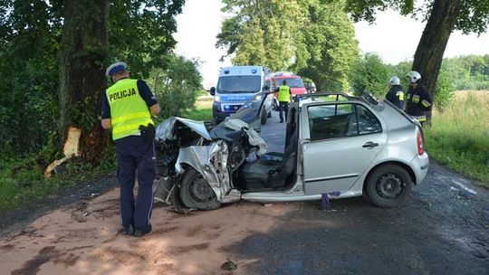 Lubieszyn. Skoda uderzyła w drzewo
