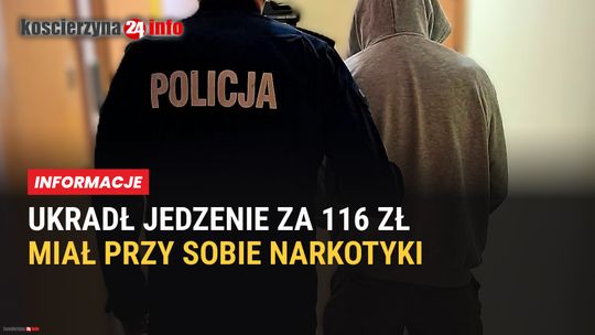 Złapany na kradzieży w supermarkecie. Miał przy sobie narkotyki.