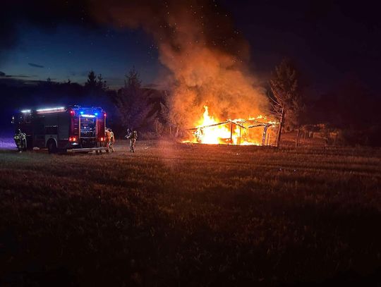 Pożar wiaty garażowej i samochodu w gminie Nowa Karczma – straty oszacowane na 40 tys. zł