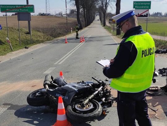 Wypadek z udziałem motocyklisty