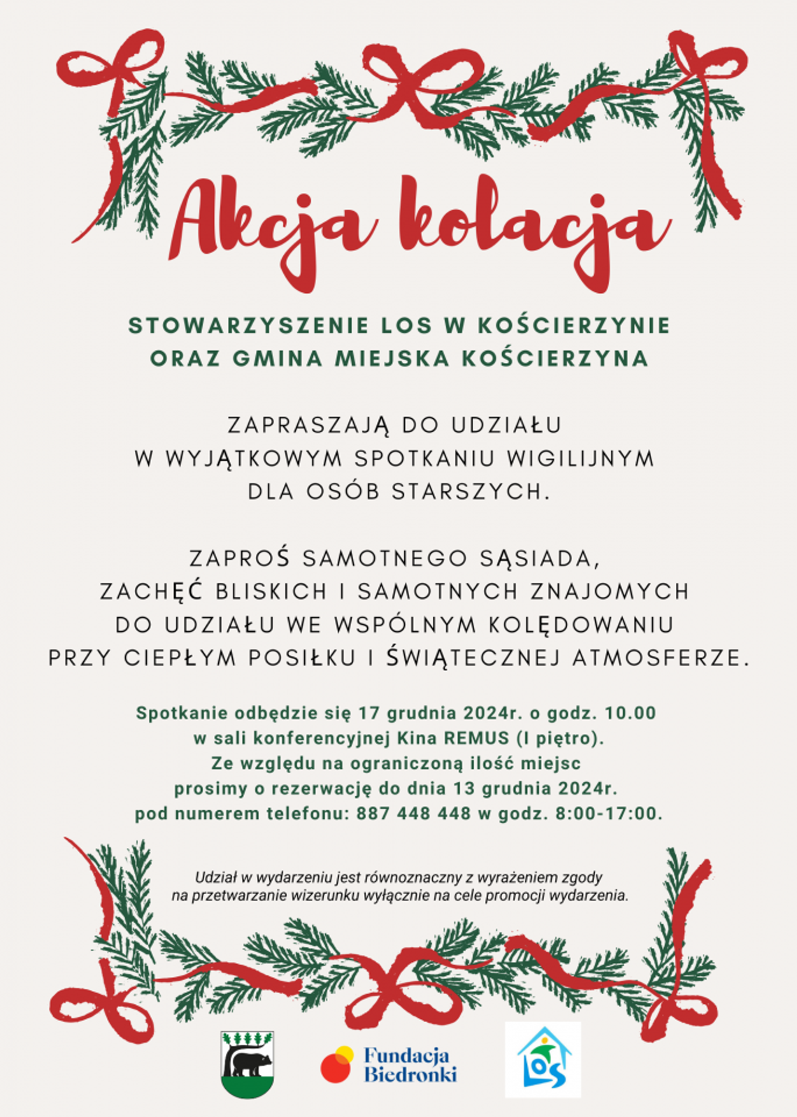 17 grudnia: Spotkanie wigilijne dla osób samotnych i potrzebujących w Kościerzynie