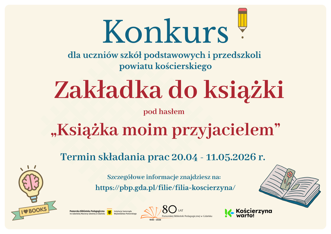 Biblioteka Pedagogiczna w Kościerzynie zaprasza na konkurs zakładek – już 9. edycja zabawy!