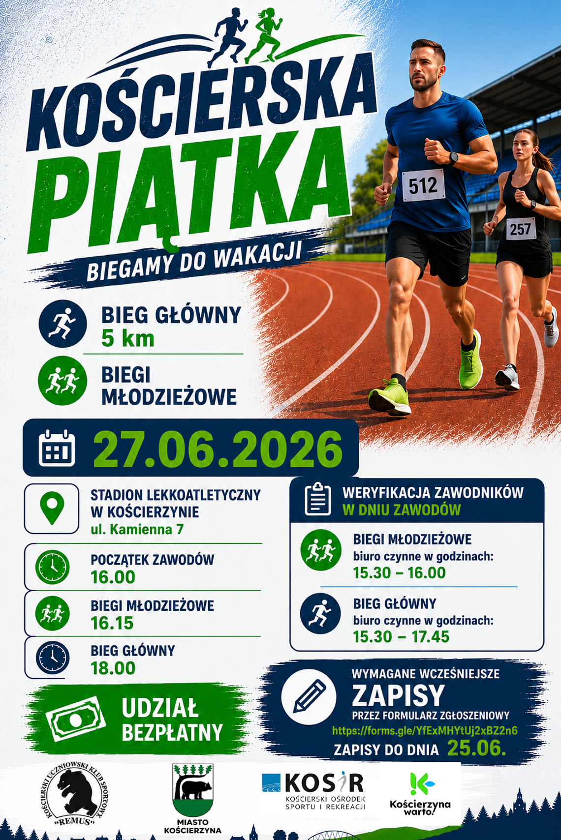 Kościerska Piątka na Stadionie Lekkoatletycznym. Trwają zapisy na bieg Kościerska Piątka na Stadionie Lekkoatletycznym. Trwają zapisy na bieg