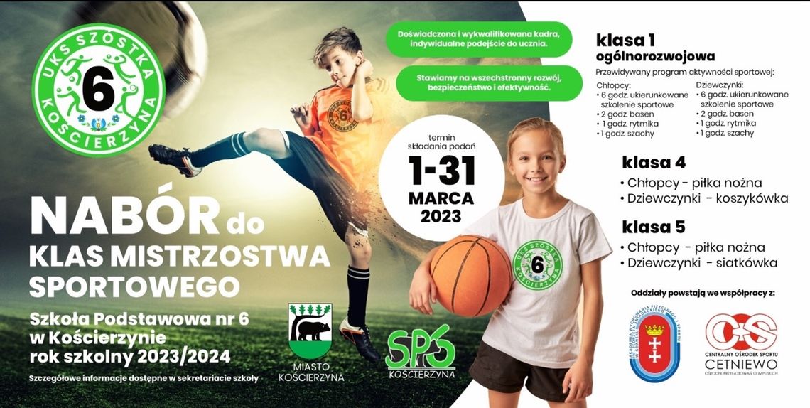 Kościerzyna.W "szóstce" powstają klasy sportowe