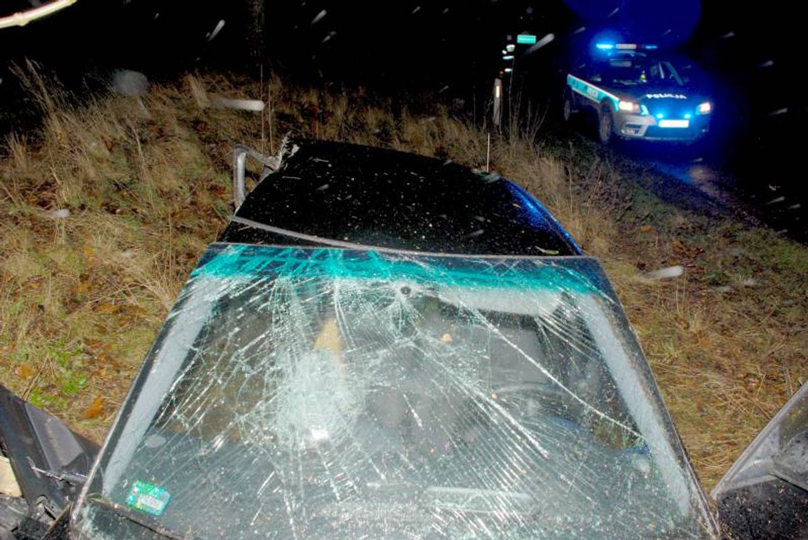 Wypadek w Chwarzenku. Audi uderzyło w drzewo