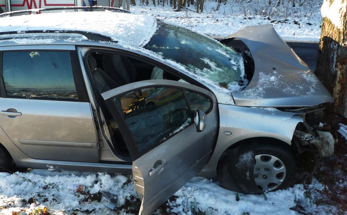 Wypadek w Orlu: Kierująca uderzyła w drzewo, pasażerka w szpitalu