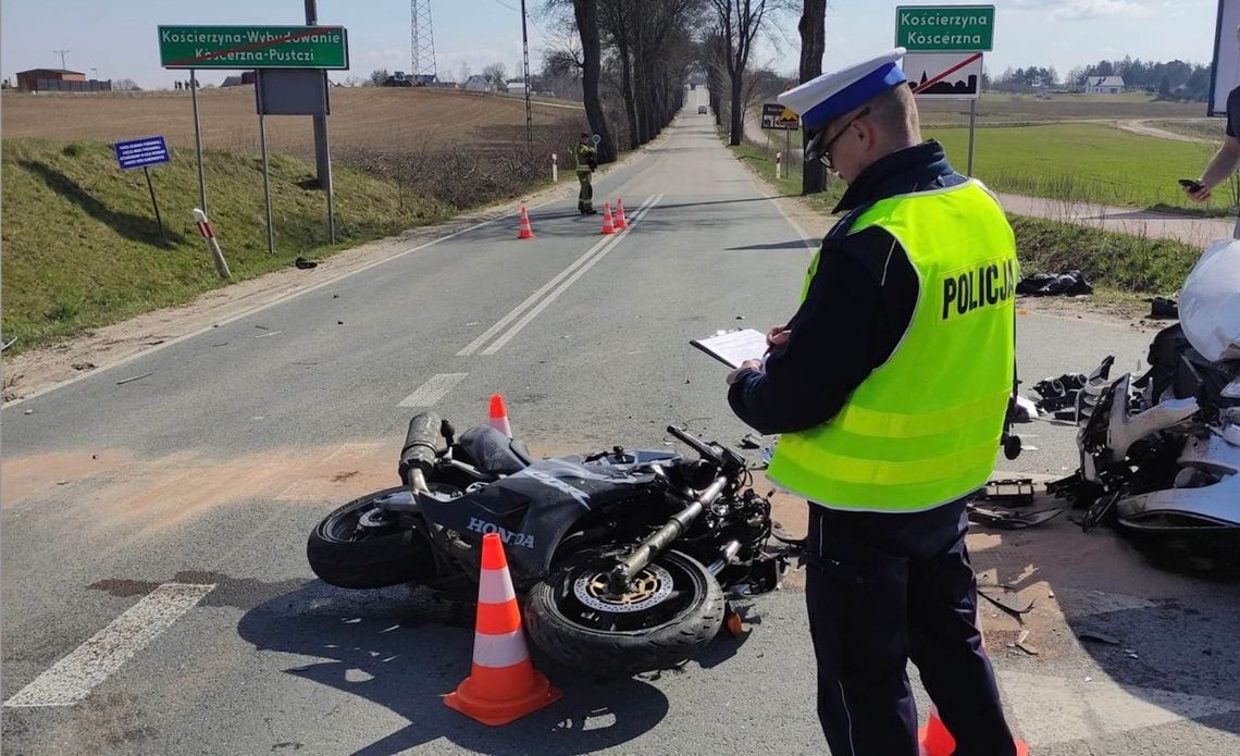 Wypadek z udziałem motocyklisty