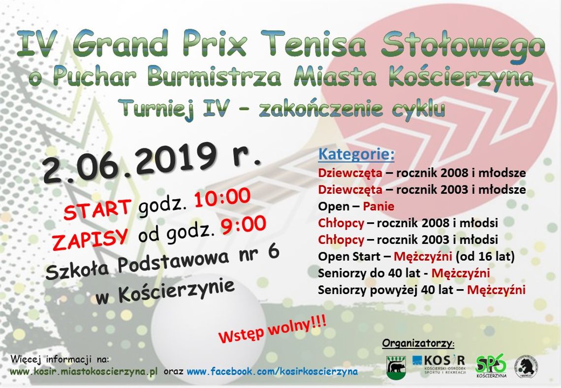 IV Grand Prix Tenisa Stołowego o Puchar Burmistrza Miasta Kościerzyna  – turniej 4